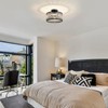 Pevfah Crystal Black Ceiling Light, Modern Semi Flush Mount Ceiling