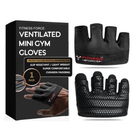 FITNESS FORCE Workout Gloves for Men & Women Partial Weight Lifting Non-Slip Gym Gloves, Lifting Grip for Calluses Guard Fingerless Exercise Gloves with Full Palm Protection