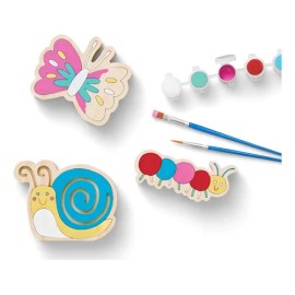 Kit Figuras Madera para Pintar de Primavera con Ciempiés, Mariposa y Caracol