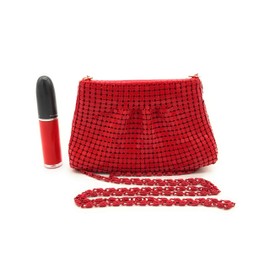 Frewahmesh XXX-SMALL Women Clutch Metal Mesh Evening Purse (Red)