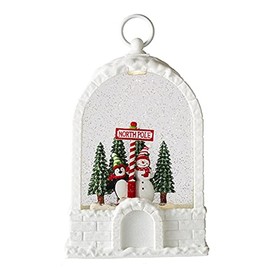 RAZ Imports Lighted Water Penguin and Snowman on top of Igloo Lantern, 10-inches Height, Plastic, Battery-Operated Holiday Decor Please fix,
