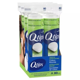 Q-tip Q-팁 순한 각질 제거 면 라운드 100 듀얼 텍스처 보푸라기 프리 메이크업 리무버 패드 토너용 클렌징 Q-Tip Gentle Exfoliating Face Rounds 100 Dual Texture Lint Free Makeup Remover Pads Toner Cleansing