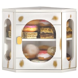 TQQDCI Corner Bread Box for Kitchen Countertop, Large Wooden Bread Box, Double Layer Bread Storage Bin, Bamboo Breadbox for Homemade Bread, Farmhouse Kitchen Organizer with Acrylic Window