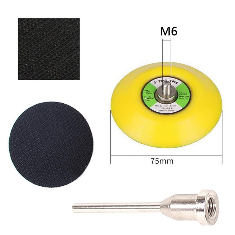 φ3-inch Hook and Loop Sanding Pad, Diameter 3”(75mm) with Shank1/8(3mm)