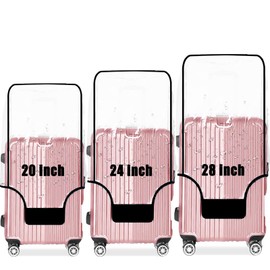GigabitBest 3 Piece Clear PVC Luggage Cover Set, 0.2mm Thick Lightweight Waterproof, Dustproof, Anti-Scratch Suitcase Cover Set, Luggage Covers for Suitcase TSA Approved, Fits 19"-29" Wheeled Luggage