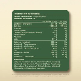 VITAL BOTANICS - Suplemento Alimenticio - Colgeno Hidrolizado Con Biotina - Zinc y Vitamina C, B5, A, D y E - 180 Cpsulas - Vitaminas Para Mujeres -  