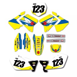 Suzuki 2002-2008 Suzuki RM125 RM250 Graphics Kit with Number Plates and Rider Number - 2004-2008, White w/ Black Numbers, Stock
