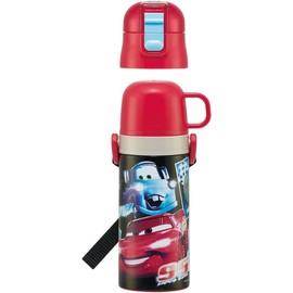 Skater SKDC3-A Children's Stainless Steel Water Bottle, 2-Way, Direct Drinking, 14.2 fl oz (420 ml), Cup Drink, 11.8 fl oz (350 ml), Cars 23, Child Friendly, Lightweight Type, Boys, Hot & Cold
