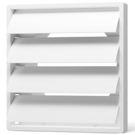 Adair 150mm (6 Inch) Square Gravity Vent Cover – External Measurements 175mm x 175mm External Grille, Anti-Backdraft Shutters, White ABS Plastic, Easy to Install for Ducting, HVAC, and Extractor Fans