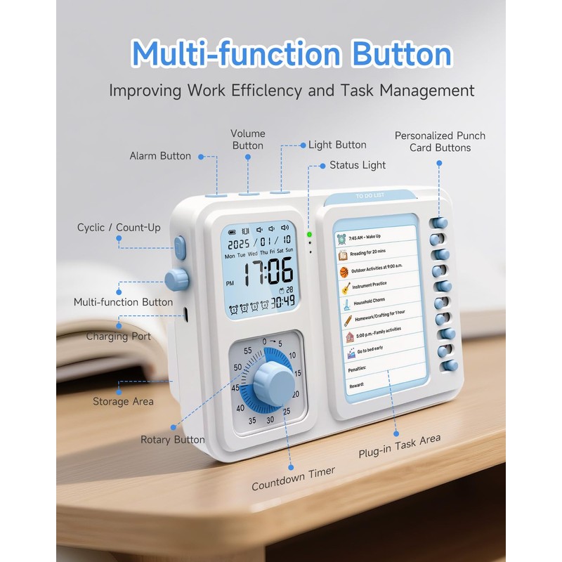Visual Timer for Kids with Planning Board, 3-in-1 Visual Schedule