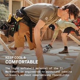 TRUEWERK Men’s Work Shorts - T1 Werkshorts, Moisture Wicking, Multi-Pocket, Tactical Cargo Shorts with 4-Way Stretch, Deep Grey, 36W x 9L