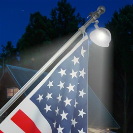 Solar Flag Pole Light White Light 6000K, Flagpole Solar Light for 5ft 6ft Flagpoles, Flag Pole Light Solar Powered Outdoor Waterproof LED for Outside House Garden Fence American Flags Decor (White)