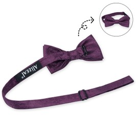 Alizeal Boys Adjustable Floral Paisley Pre-tied Bow Tie and Y Shape 3 Clips Braces Set, Plum Purple