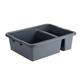 Soro Essentials- 21-1/4" x 17-1/4" x 7” Deep Commercial Divided Bus Box Gray Color Polyethylene- Utility Bus Tub Food Service Bus Tub Wash Basin Dish Tub Tote Box Tubs Box Plastic Storage Organizer