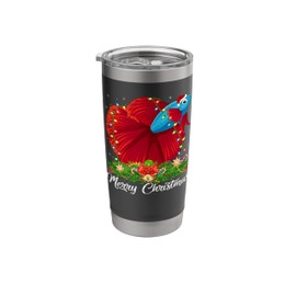 Xmas Lighting Decor Santa Hat Betta Fish Christmas Stainless Steel Insulated Tumbler