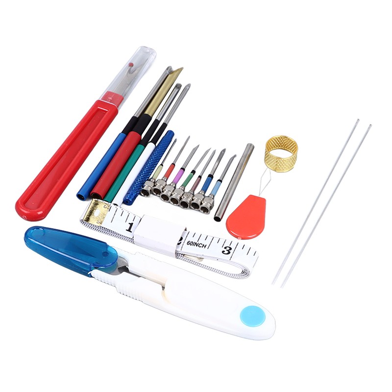 20 Pieces Punch Needle Kit Needle Threaders Embroidery Poking Cross