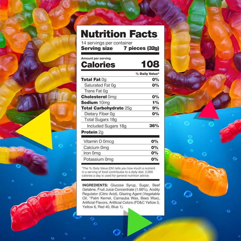 Gummy Worms Candy | 1 Pound Bag | Assorted Fruit