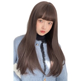 Bright Lara hf1422-CR Full Wig, Long, Semi-Long Wig, Straight Wig, One Curl