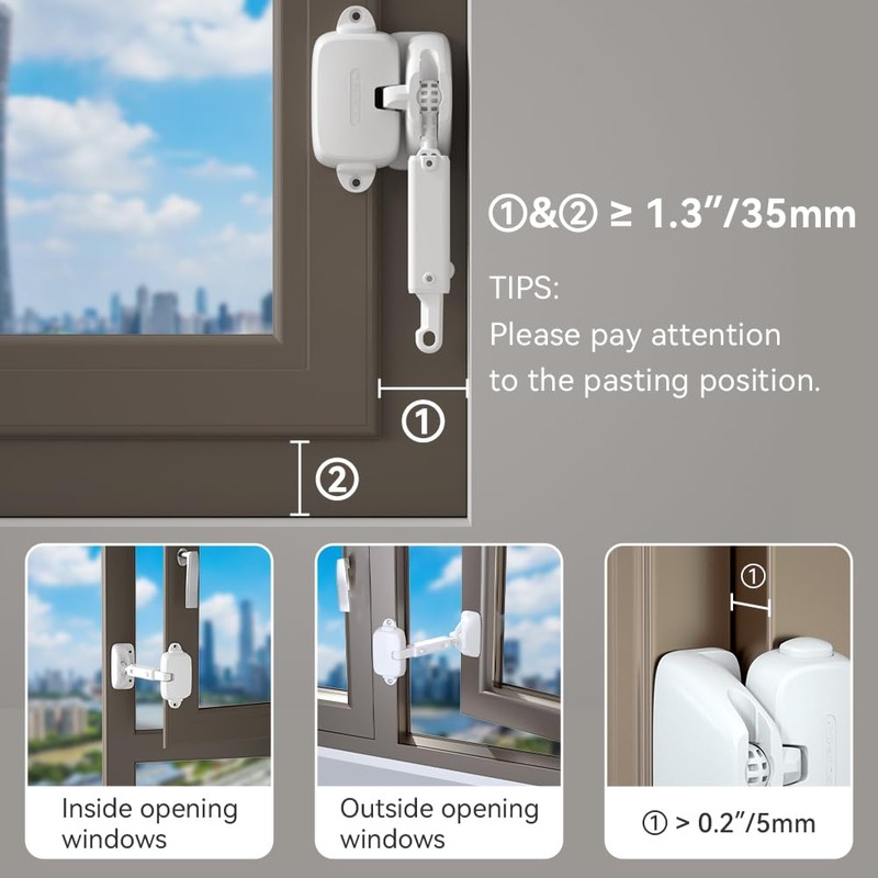 EUDEMON 1 Pack Childproof Window Restrictor for Aluminum, Wooden, Metal