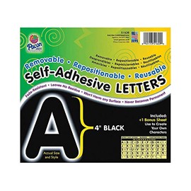 Fun Express 4" Removable Adhesive Letters - Black - 78 Pieces - Educational and Learning Activities for Kids