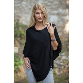 styleBREAKER Soft fine Knit Poncho in Plain, Round-Neck, Ladies 08010042, Colour:Old Rose