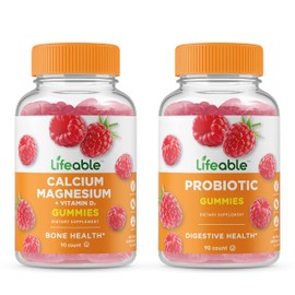 VitaWorks Lifeable Probiotic 2 Billion CFU + Calcium Magnesium, Gummies Bundle - Great Tasting, Vitamin Supplement, Gluten Free, GMO Free, Chewable Gummy