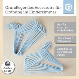 Bieco Children's Coat Hangers, Plain Colours, Packs of 8/16/32