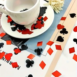 Alice in Wonderland Tablecloth Set - 130 X 220CM Blue Alice in Wonderland Table Cover with Poker Confetti, Mad Hatters Tea Party Decorations, Afternoon Tea Table Cloth, Waterproof PE Party Tablecloth