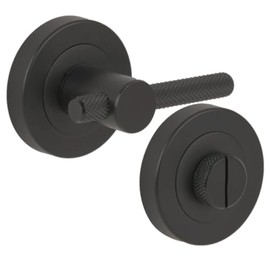 HANDLEZONE® Knurled Bar Designer Bathroom Toilet Door Thumb Turn and Release Set - Black Matt
