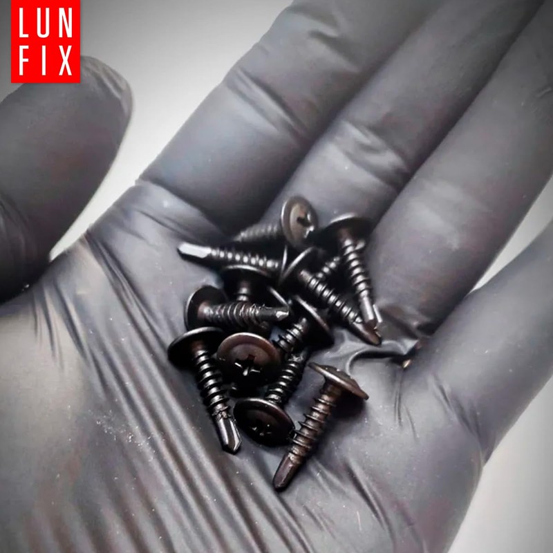 100er Packung schwarze Bohrschrauben 4,2x19 mm aus Stahl fosfatiert mit