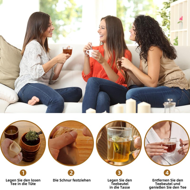 Disposable Tea Filter Bags for Loose Tea, Biodegradable and Compostable