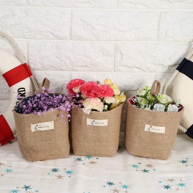 Cotton Linen Storage Bag, Clothes Bag Hanging Cotton Linen Basket