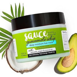SAUCE BEAUTY Guacamole Whip Hair Mask - Deep Conditioning Hair Mask for All Hair Types w/Avocado, Honey & Argan Oil - 12 Fl Oz Hair Mask for Dry, Damaged & Frizzy Hair (Guacamole)