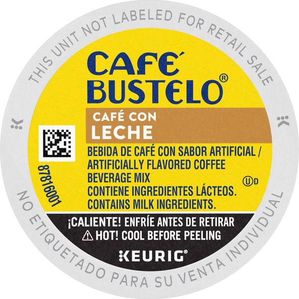 Café Bustelo Café con Leche Flavored Espresso Style Coffee, 60 Keurig K-Cup Pods