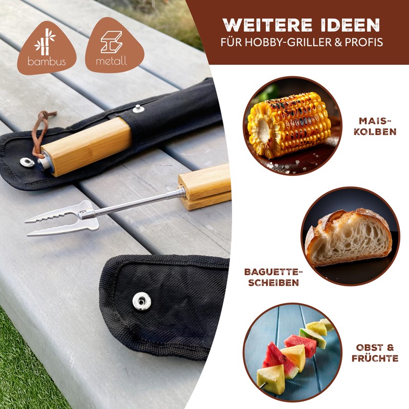 bremermann Telescopic Barbecue Forks Set of 2 Including Bag Stainless