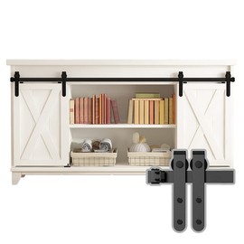 skysen 6.6ft Double Door Cabinet Sliding Barn Door Hardware Kit Super Mini Sliding Door Hardware for Wardrobe Cabinet TV Stand (ykd2)