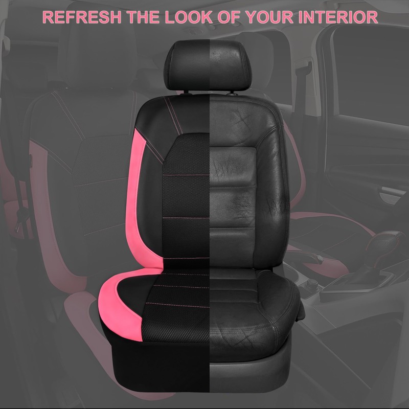CAR PASS Leather Seat Covers, Breathable Universal Car Seat Cover