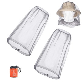 2 Stück Moskitonetz Kopf, Gesicht Insektenschutz Hut, Moskito Kopfnetz, Netzartiges Netz Mückenschutz Hut, mit Tragetasche Fliegennetz, für Camping, Wandern, Angeln, Gartenarbeit Outdoor-Enthusiasten