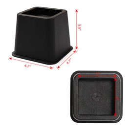 HOME COMPOSER 3 inch Bed Risers Set of 4, Heavy Duty Stackable Furniture Risers Lifters for Beds, Sofa, Tables and Chairs, Black Bed Elevator with 2.8" Square Recess
