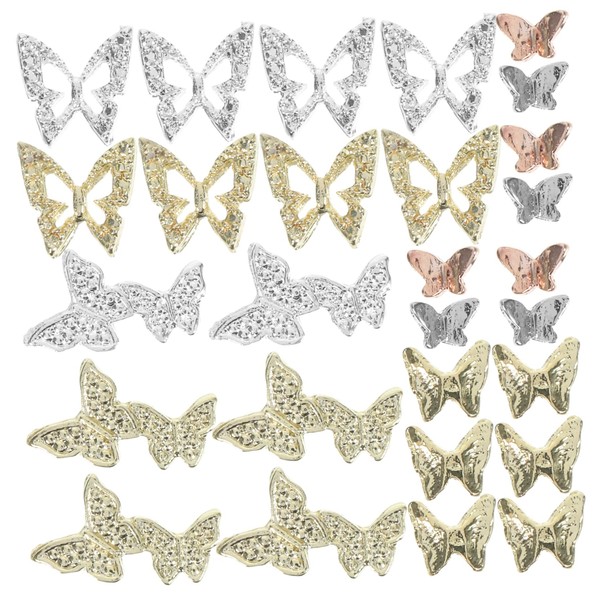 OHPHCALL Manicure Charms 40pcs Butterfly Nail Charms Nail Art Decorations