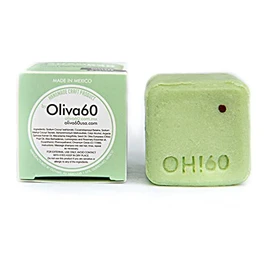 Shampoo en barra de Oliva. Oliva60. Cabello normal a graso. Sin sulfatos, Con aceite de argán, macadamia, extracto de aloe, provitamina B5. 100 gr. (Limoncillo romero).