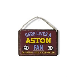 Metal Tin Sign - Aston Football Soccer Sports - Wall Plaque Retro Vintage 18X12 Cm Decorative Sign - For Bar Pub Dining Room Kitchen Bedroom Office Garage - Funny Stylish Gift
