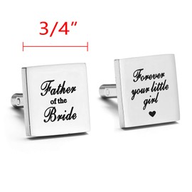 Melix Home Father of The Bride, Forever Your Little Girl Stainless Steel Cuff Links Gift for Dad from Daughter Son (White)