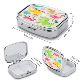 Pill Box 2 Compartments Cute Animal Flamingo Crab Koala Dinosaur Practical Pill Box Easy to Open Suitable for Travel and Daily Use Pill Box