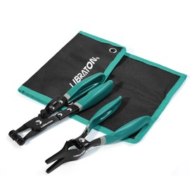 LIBRATON 2PCS Hose Clamp Pliers Set, with Hose Clamp Pliers, Hose Remover Pliers, Storage Pouch, Hose Remover Pliers for Fuel Oil Water Pipe, Hose Clamp Tool with Swivel for Removal and Installation