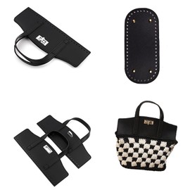 XFJYMXDM PU Leather Backpack Making Kits DIY PU Leather Bag Knitting Set Includes a Leather Base Braided Handle Strap for DIY Purse Backbag, Black