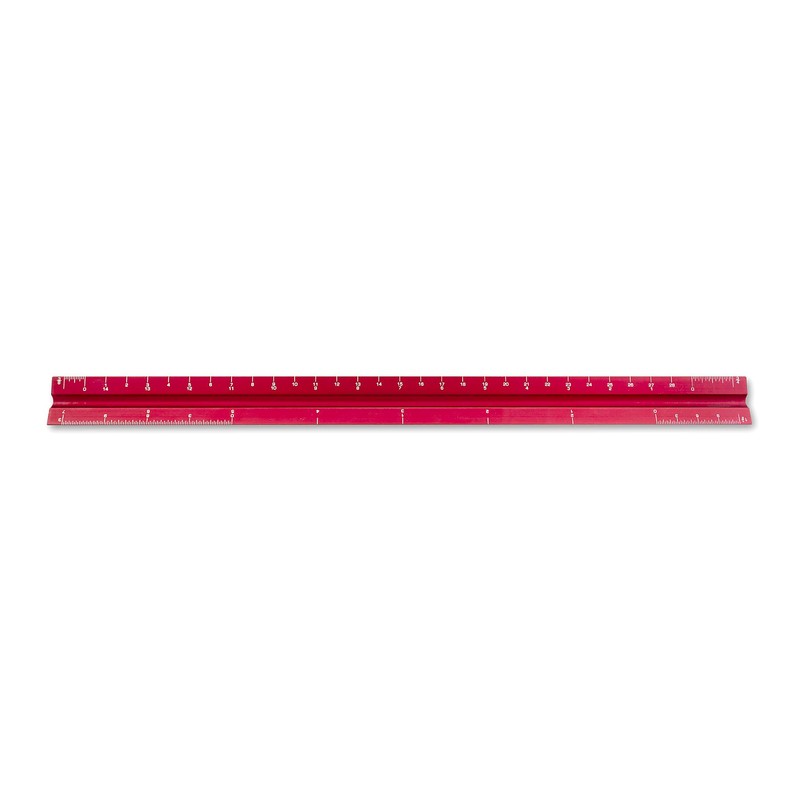 Alumicolor 3050-4 Aluminum Architect Solid Drafting Scale, 12IN, Red
