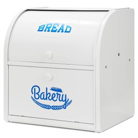 Olebes Bread Box, Metal Bread Box For Kitchen Countertop, Bread Storage Container Holds 2 Loaves Of Bread, High Capacity Breadbox, Bread Holder Suit Farmhouse Kitchen Decor For Counter (White)