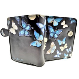 Shag Wear Butterflies Small Wallet for Women and Teen Girls Vegan Faux Leather 4.5" Black