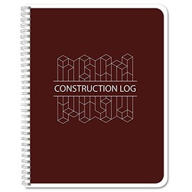 BookFactory Construction Daily Activity Log Book/Construction LogBook (100 Pages - 8.5" x 11") Burgundy Cover with Blocks, Wire-O (LOG-100-7CW-PP(ConstructionBlocks))